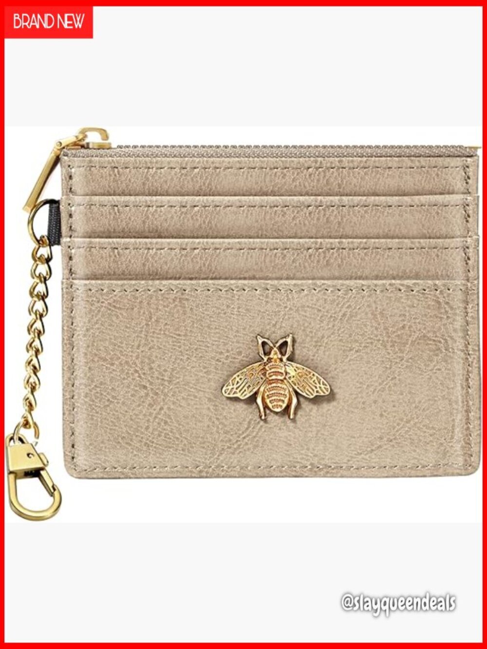 Slim RFID Card Holder Keychain Wallet with ID Window Coin Pocket